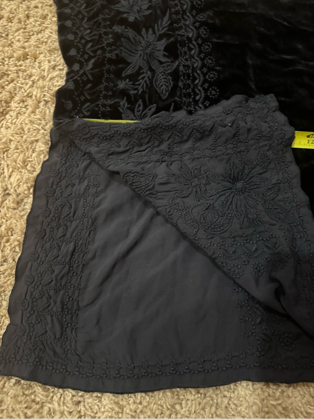 NWT Johnny Was Black Velvet Poncho Top with Floral Design - Picture 9 of 10
